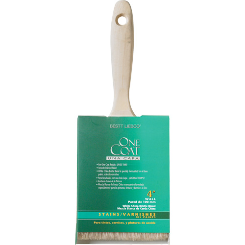 Pinceau pour murs et moulures One Coat, Soie blanche, Manche Bois, Largeur de 4" Waymarc Industries Inc