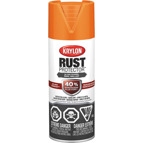 Peinture &agrave; &eacute;mail Rust Protector, Orange, Brillant, 12 oz, Canette a&eacute;rosol Waymarc Industries Inc