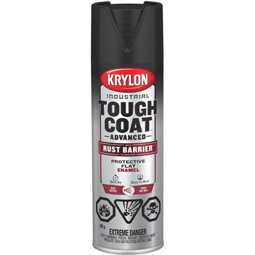 Peinture Tough Coat avec technologie Rust Barrier, Noir, Fini mat profond/Mat, 425 g, Canette a&eacute;rosol Waymarc Industries Inc