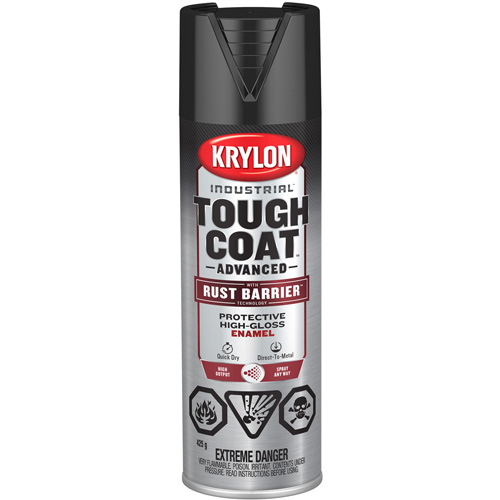 Peinture Tough Coat avec technologie Rust Barrier, Noir, Tr&egrave;s brillant, 425 g, Canette a&eacute;rosol Waymarc Industries Inc