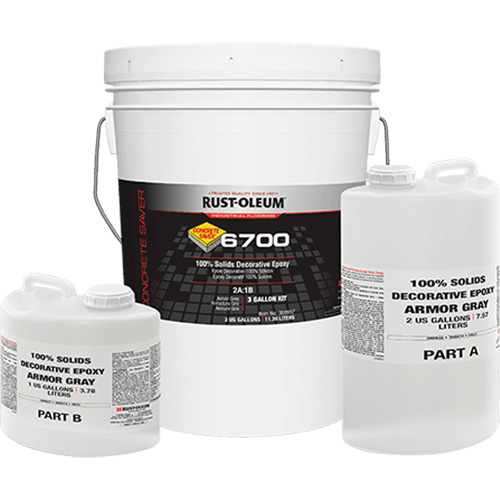 6700 100% Solids Decorative Epoxy, 3 gal., Epoxy-Based, High-Gloss, Grey Waymarc Industries Inc