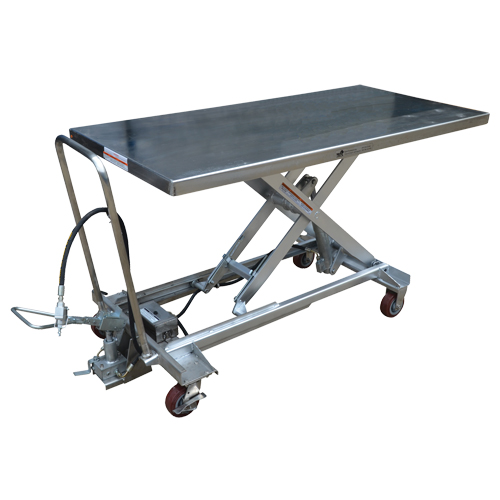 Pneumatic Hydraulic Scissor Lift Table, Stainless Steel, 63" L x 31-1/2" W, 1000 lbs. Cap. Waymarc Industries Inc