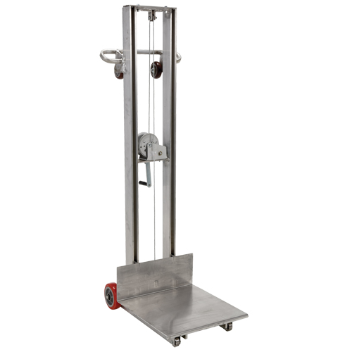 Platform Lift Stacker, Hand Winch Operated, 400 lbs. Capacity, 58" Max Lift Waymarc Industries Inc