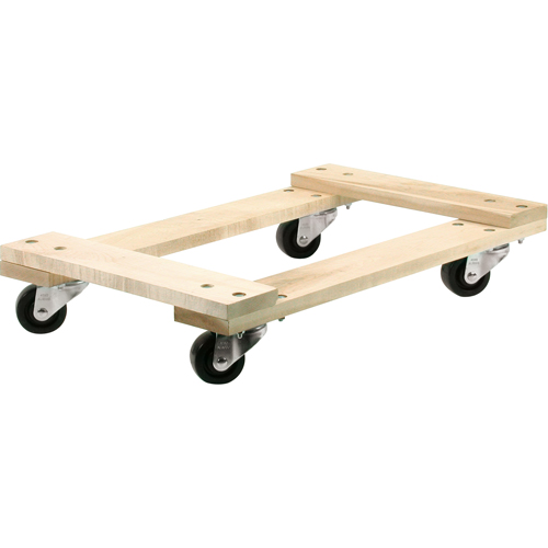 Wood Dollies - Medium-Duty, Polyolefin Wheels, 900 lbs. Capacity, 18" W x 24" D x 7" H Waymarc Industries Inc