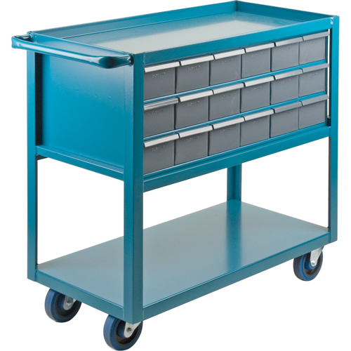 Drawer Shelf Cart, 1200 lbs. Capacity, Steel, 18" x W, 35" x H, 36" D, Rubber Wheels, All-Welded, 18 Drawers Waymarc Industries Inc