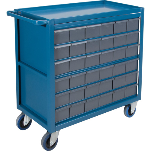 Drawer Shelf Cart, 1200 lbs. Capacity, Steel, 18" x W, 35" x H, 36" D, Rubber Wheels, All-Welded, 36 Drawers Waymarc Industries Inc