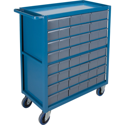 Chariot &agrave; tablette avec tiroir, 1200 lb Capacit&eacute;, Acier, 18" x la, 35" x ha, 36" p, Roues en Caoutchouc, Enti&egrave;rement soud&eacute;, 48 tirroirs Waymarc Industries Inc