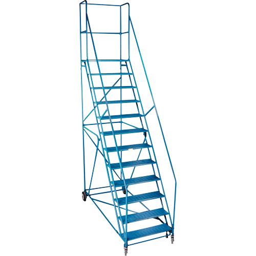 Escabeau roulant certifi&eacute; par la CSA avec pied verrouillable, 12 marches, Largeur de la marche 30", Hauteur de la plateforme 109", Acier Waymarc Industries Inc