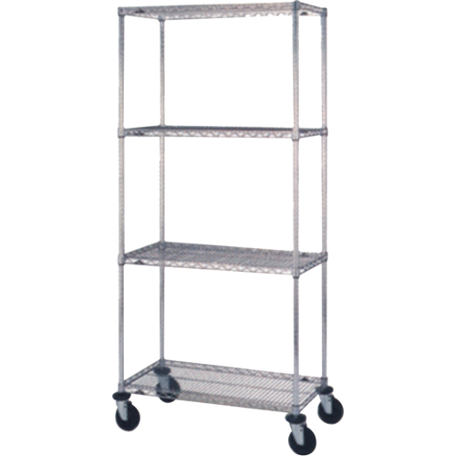 Wire Shelf Cart, Chrome Plated, 24" x 69" x 60", 800 lbs. Capacity Waymarc Industries Inc