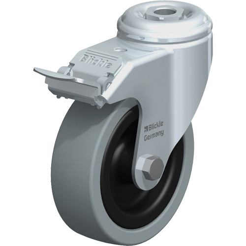Roulette pour usage l&eacute;ger, Pivotant avec frein, 4" (101,6 mm), Caoutchouc plein, 242 lb (110 kg) Waymarc Industries Inc