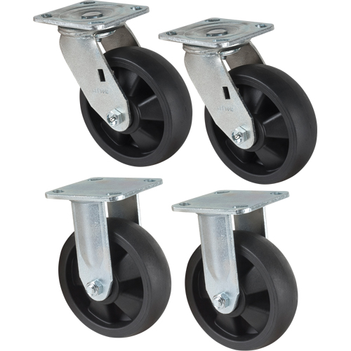 Jeu de roulettes, Fixe/Pivotant, 6" (152,4 mm), Nylon, 2400 lb (1089 kg) Waymarc Industries Inc