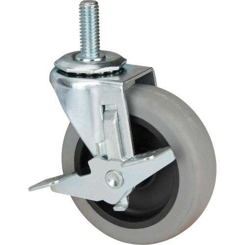 Stem Caster, Swivel with Brake, 3" (76 mm) Dia., 80 lbs. (36 kg.) Capacity Waymarc Industries Inc
