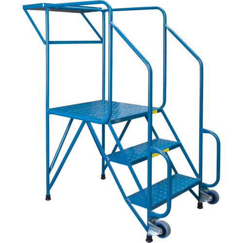 Mechanics/Maintenance Rolling Ladder, Steel, 3 Steps, 28" Platform Height Waymarc Industries Inc