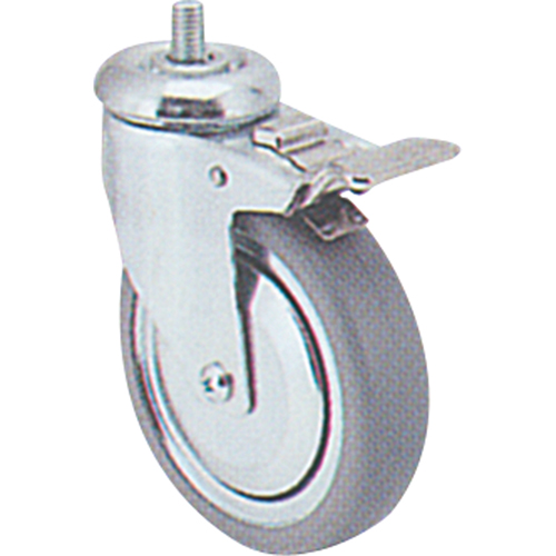 Zinc Plated Caster, Swivel with Brake, 5" (127 mm) Dia., 240 lbs. (108 kg.) Capacity Waymarc Industries Inc