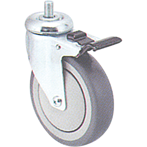 Zinc Plated Caster, Swivel with Brake, 4" (102 mm) Dia., 200 lbs. (91 kg.) Capacity Waymarc Industries Inc
