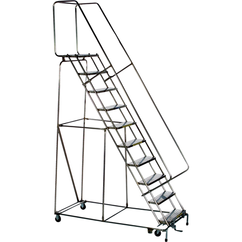 Lockstep Rolling Ladders, 6 Steps, 24" Step Width, 60" Platform Height, Stainless Steel Waymarc Industries Inc