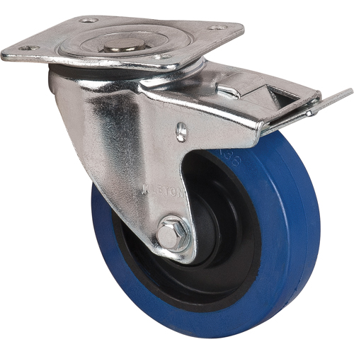 Blue Caster, Swivel with Brake, 5" (127 mm), Rubber, 400 lbs. (181 kg.) Waymarc Industries Inc
