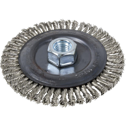 Stringer Bead Brush, 4" Dia., 0.022" Fill, 5/8"-11 Arbor, Stainless Steel Waymarc Industries Inc