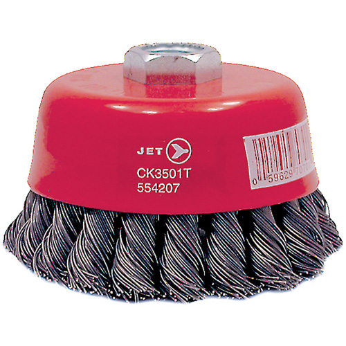 Brosse boisseau &agrave; fils nou&eacute;s torsad&eacute;s haute performance CK3501T, Dia. 3-1/2", Fils 0,02", Arbre 5/8"-11, Acier Waymarc Industries Inc