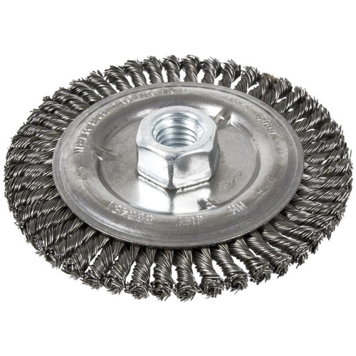 Brosse pour cordon de soudure, Dia. 6", Fils 0,022", Arbre 5/8"-11, Acier Waymarc Industries Inc