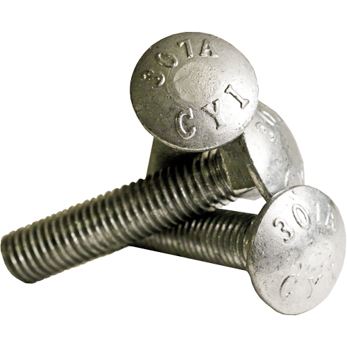 Carriage Bolt Full thread, 5/16" x 2-1/2" L, Galvanized, Coarse Waymarc Industries Inc