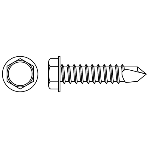 Self Drill Hex Washer, 1/4" x 1" L, Stainless Steel Waymarc Industries Inc