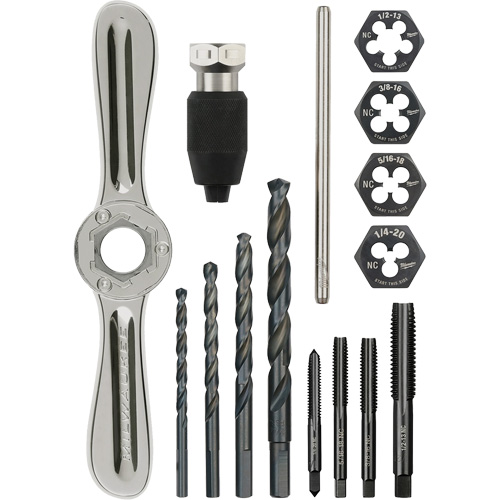 Tap and Die Set with Hex-Lok 2-in-1 Handle, 15 Pieces Waymarc Industries Inc