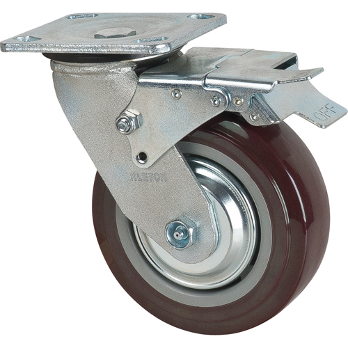 Caster, Swivel with Brake, 6" (152.4 mm), Polyurethane, 850 lbs. (385 kg.) Waymarc Industries Inc
