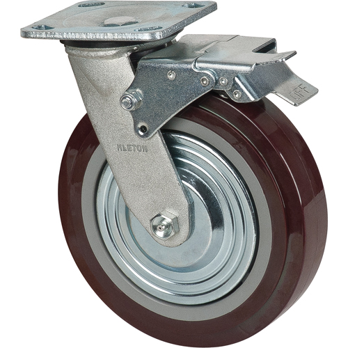 Caster, Swivel with Brake, 8" (203.2 mm), Polyurethane, 1000 lbs. (453.6 kg.) Waymarc Industries Inc