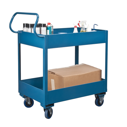 Deep Lipped Service Cart, 2 Tiers, 24" W x 47" H x 36" D, 1200 lbs. Capacity Waymarc Industries Inc