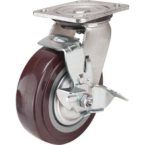 Roulette, Pivotant avec frein, 6" (152,4 mm), Polyur&eacute;thane, 850 lb (385 kg) Waymarc Industries Inc