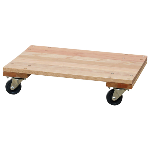 Solid Platform Wood Dolly, Rubber Wheels, 900 lbs. Capacity, 16" W x 24" D x 6" H Waymarc Industries Inc