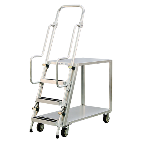 Aluminum Stock Picking Ladder Cart, Aluminum, 22" W x 51-1/2" D, 2 Shelves, 800 lbs. Capacity Waymarc Industries Inc