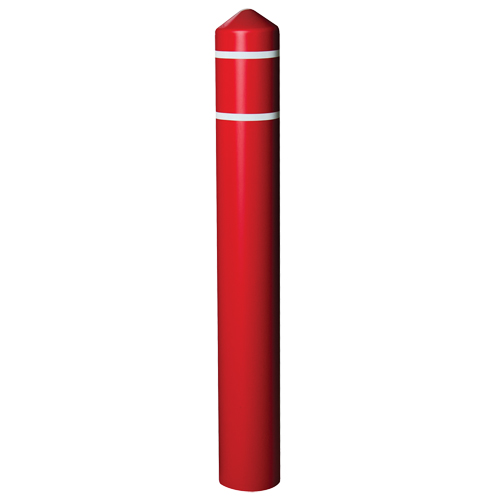 Smooth Bollard Cover With Reflective Stripes, 8" Dia. x 56" L, Red Waymarc Industries Inc