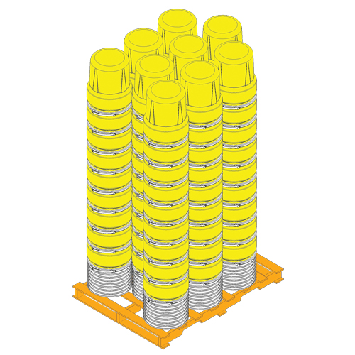 Baril emboîtable en poly&eacute;thyl&egrave;ne, 10 gal. US (8,33 gal. imp.), Dessus ouvert, Jaune Waymarc Industries Inc