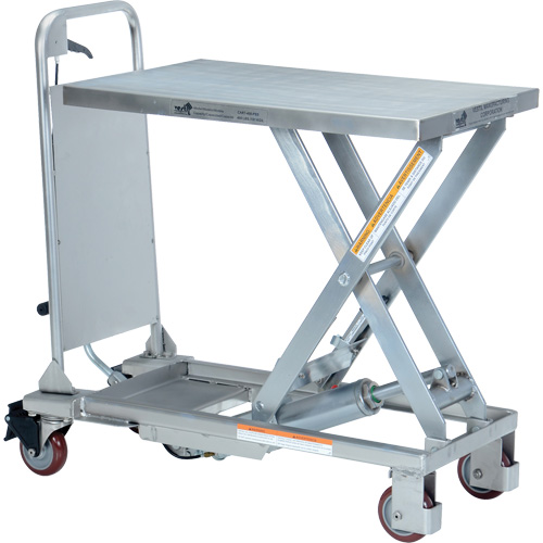 Manual Hydraulic Scissor Lift Table, 27-1/2" L x 17-5/8" W, Partial Stainless Steel, 400 lbs. Capacity Waymarc Industries Inc