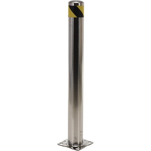 Safety Bollard, Stainless Steel, 42" H x 8" W, Silver Waymarc Industries Inc
