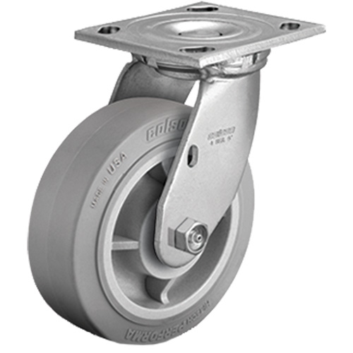 Plate Caster, Swivel, 4" (101.6 mm), Rubber, 225 lbs. (102 kg.) Waymarc Industries Inc