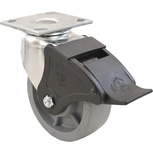 Emaxx Caster, Swivel with Brake, 4" (101.6 mm), Envirothane, 1000 lbs. (453.6 kg.) Waymarc Industries Inc