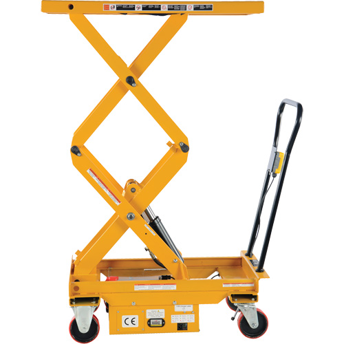 DC Powered Hydraulic Scissor Lift Elevating Cart, Steel, 39-3/4" L x 20-1/2" W, 1000 lbs. Capacity Waymarc Industries Inc