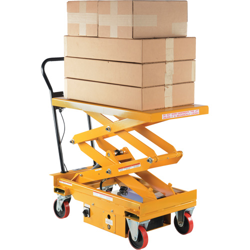 DC Powered Hydraulic Scissor Lift Elevating Cart, Steel, 39-3/4" L x 20-1/2" W, 1000 lbs. Capacity Waymarc Industries Inc