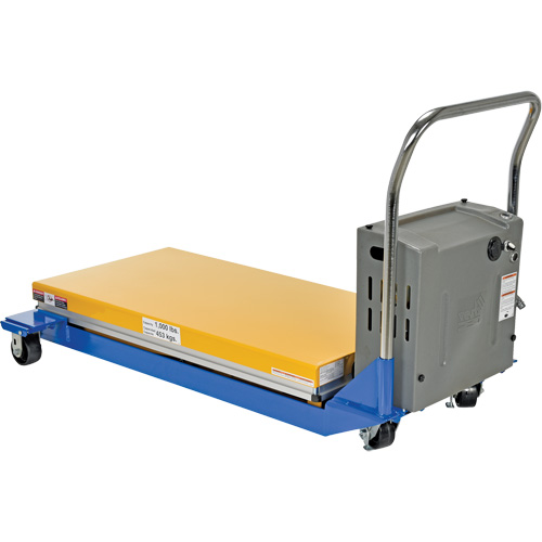DC Powered & Manual Scissor Lift Table, Steel, 48" L x 24" W, 1000 lbs. Capacity Waymarc Industries Inc