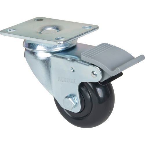 Caster, Swivel with Brake, 3" (76.2 mm), Polyolefin, 250 lbs. (113.4 kg) Waymarc Industries Inc