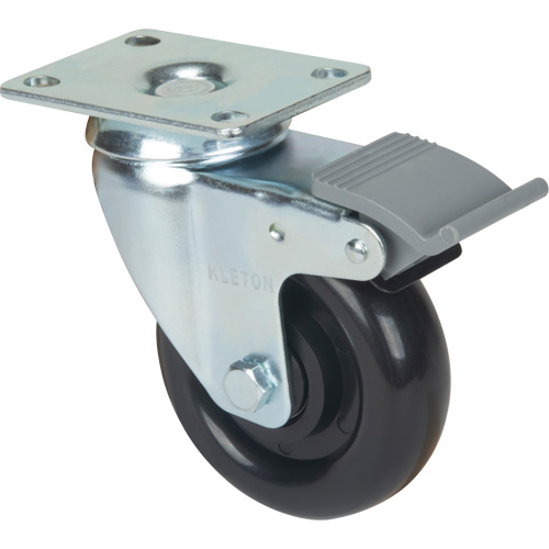 Roulette, Pivotant avec frein, 4" (101,6 mm), Polyol&eacute;fine, 250 lb (113,4 kg) Waymarc Industries Inc