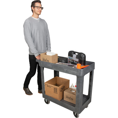Chariot utilitaire pour l'entretien, 2 tiers, 16-1/2" x 32-1/2" x 34-1/2", Capacit&eacute; 550 lb Waymarc Industries Inc