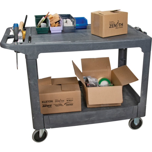 Chariot utilitaire pour l'entretien avec tablette plate, 2 tiers, 25-1/4" x 32-1/4" x 44", Capacit&eacute; 550 lb Waymarc Industries Inc