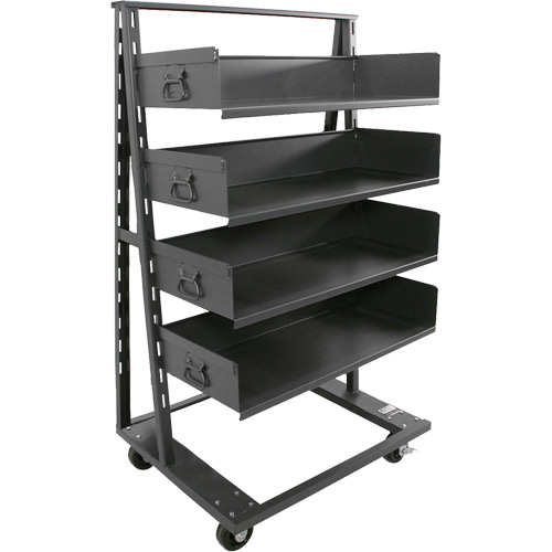 Chariot &agrave; cadre en A robuste &agrave; un c&ocirc;t&eacute; avec 4 grands plateaux, 38" x 25" x 63", Capacit&eacute; 2500 lb Waymarc Industries Inc
