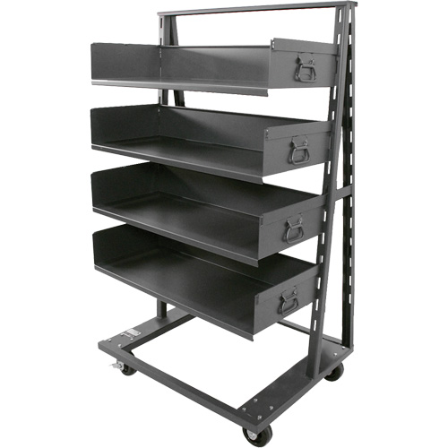 Chariot &agrave; cadre en A robuste &agrave; un c&ocirc;t&eacute; avec 4 grands plateaux, 38" x 25" x 63", Capacit&eacute; 2500 lb Waymarc Industries Inc