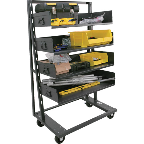 Chariot &agrave; cadre en A robuste &agrave; un c&ocirc;t&eacute; avec 4 grands plateaux, 38" x 25" x 63", Capacit&eacute; 2500 lb Waymarc Industries Inc