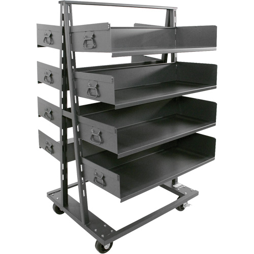 Double-Sided Heavy Duty A-Frame Cart with 8 Large Trays, 38" x 30" x 63", 2500 lbs. Capacity Waymarc Industries Inc